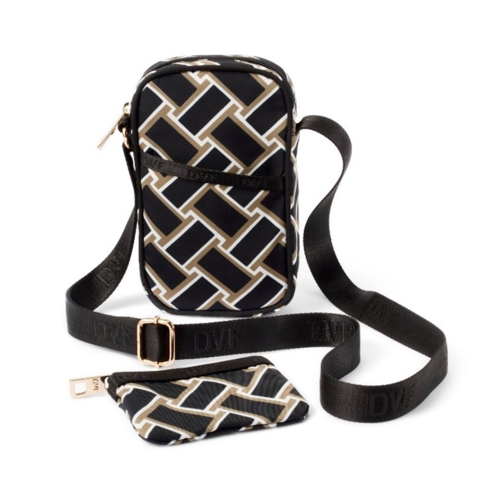 DVF for Target Cellphone Holder Crossbody Bag Vintage Weave Neutral